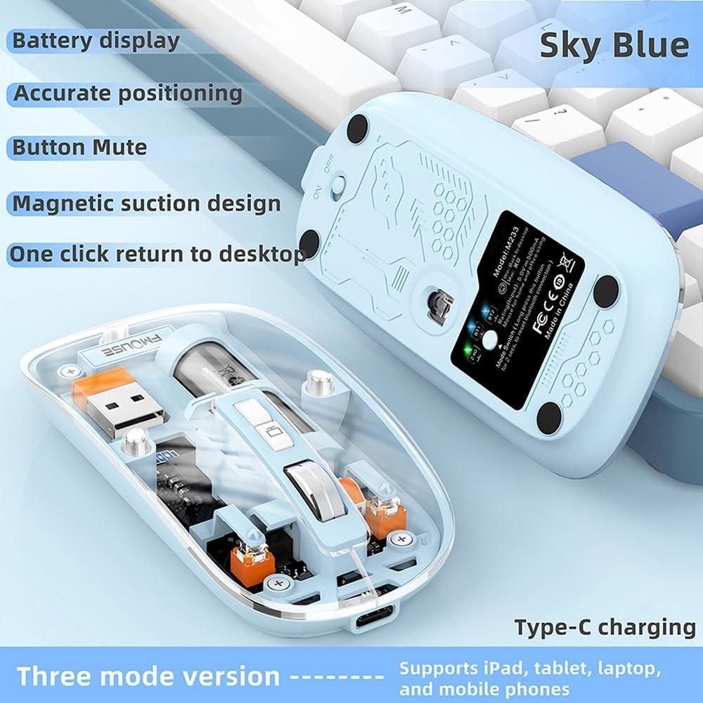 Transparent Mouse Rechargeable Mouse High-end 1600 Moving Speed Adjustable Silent Switch Type-C One-Key for Desktop