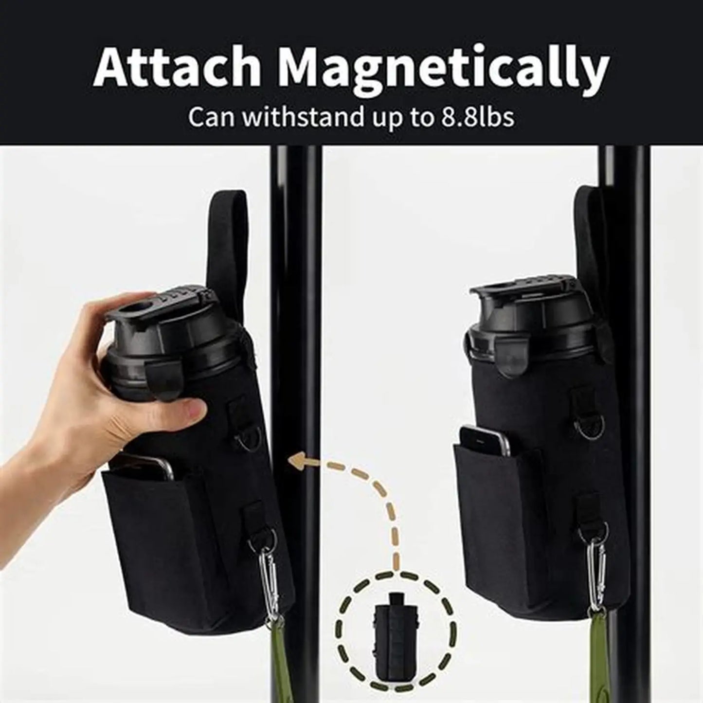 Magnetic Gym Bottle Holder Bag With Storage (Pack of 1)